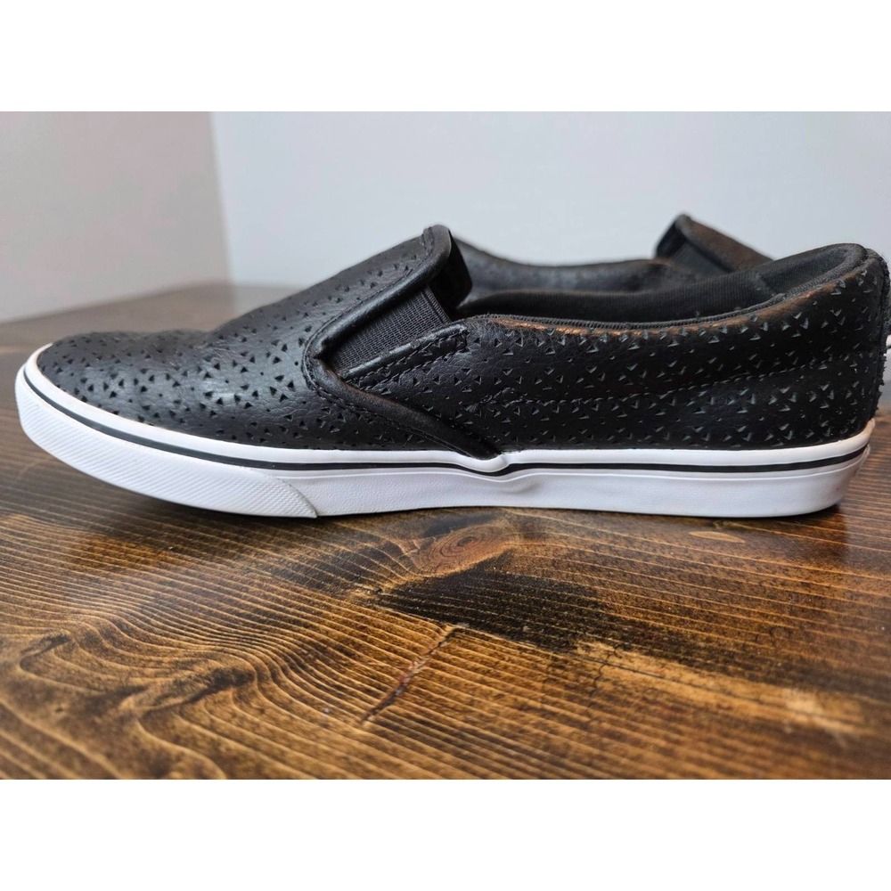VANS Women's Sneakers Size 8.5 UK 6 Black Leather Slip On Skate Shoes‎ 721356 - Picture 5 of 13
